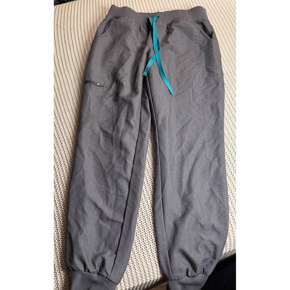 FIGS Zamora Jogger Scrub Pants Womens XS Gray Teal Technical Collection